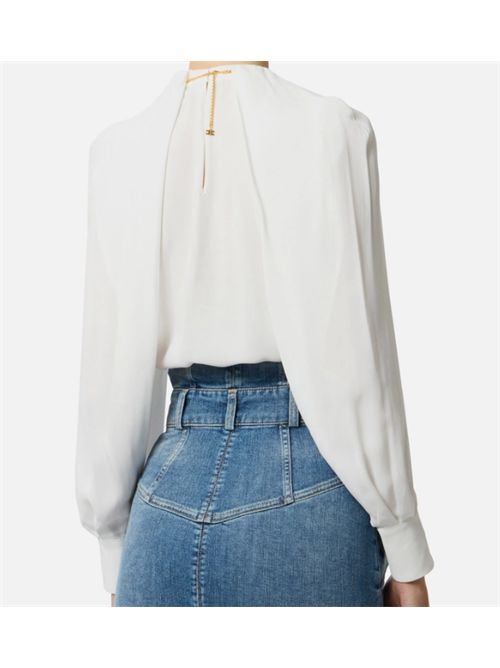 GEORGETTE BLOUSE WITH JEWEL DETAIL ELISABETTA FRANCHI | CA12961E2360 avorio